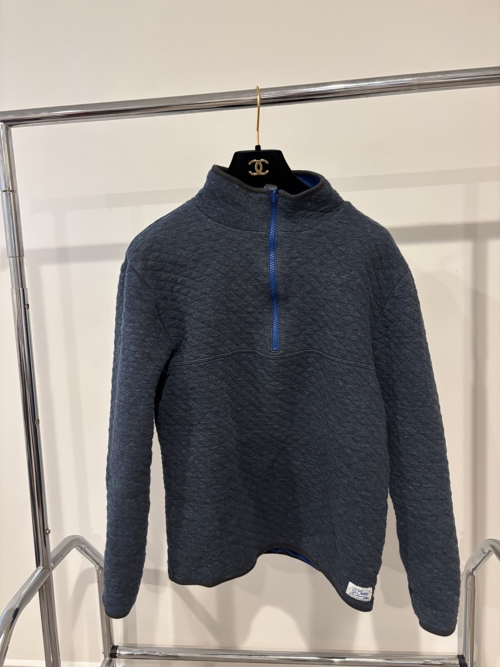 Crewcuts Men's Quilted Navy Half-Zip Pullover with Blue Zip